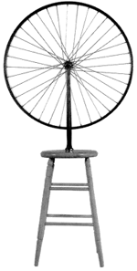 Let's start at the beginning! This is 'Bicycle Wheel' by Duchamp &qout;ready-made" from 1913